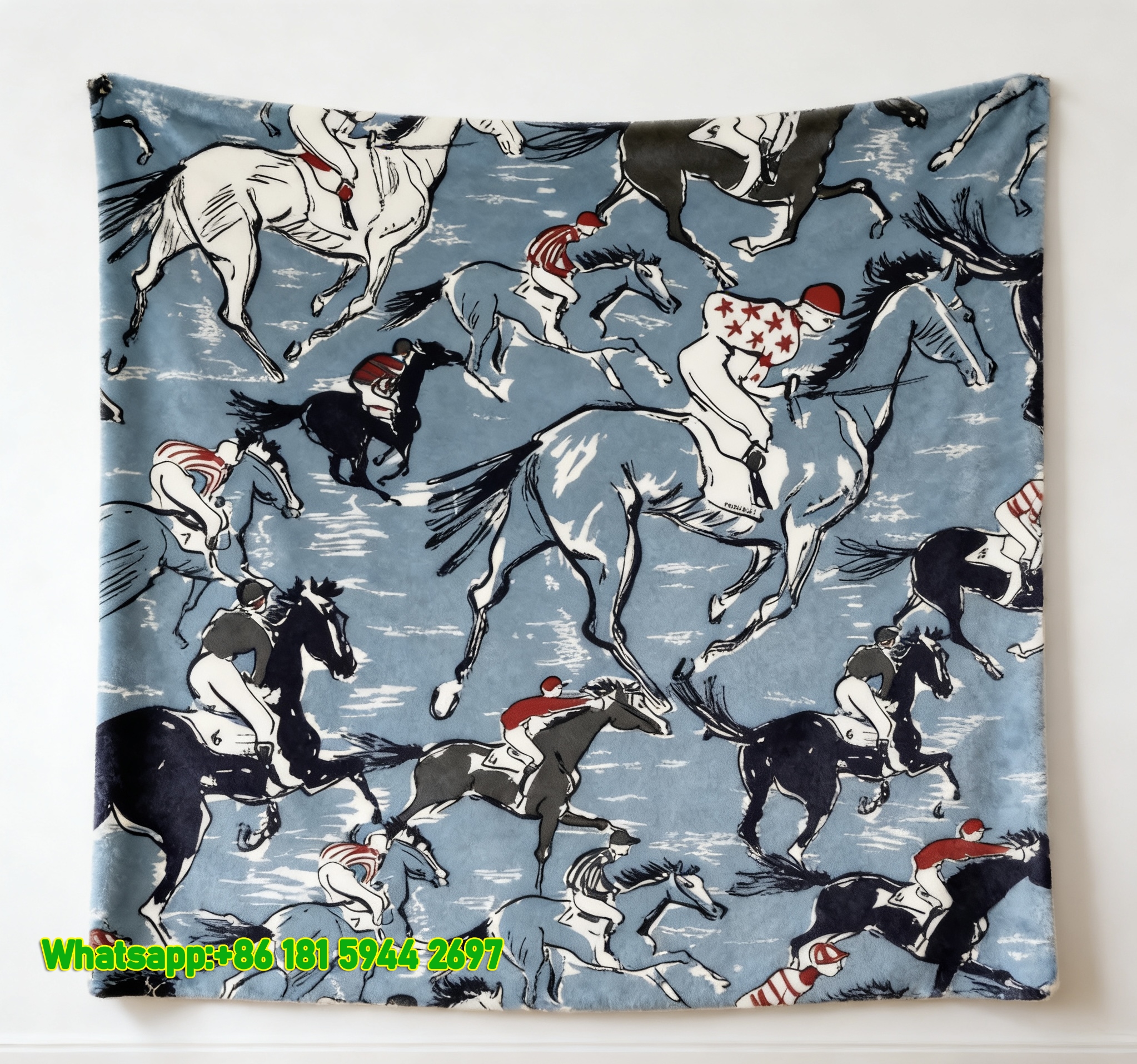 Hermes Vintage Equestrian Horse Racing Flannel Throw Blanket IMG_5275